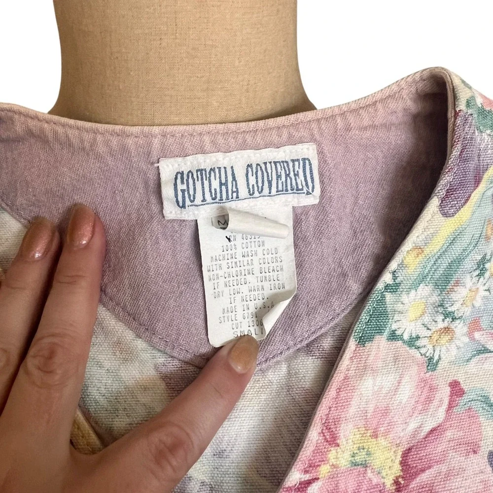 Gotcha Covered Vintage Floral Vest Pink Cotton Granny Core Made in‎ USA Small